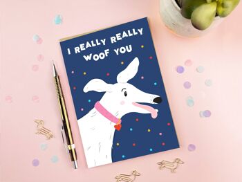 Woof vous | Carte drôle de Saint Valentin | Carte d'anniversaire de chien 2