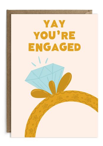 Yay vous êtes engagé carte | Carte de fiançailles | Carte Anneau 1