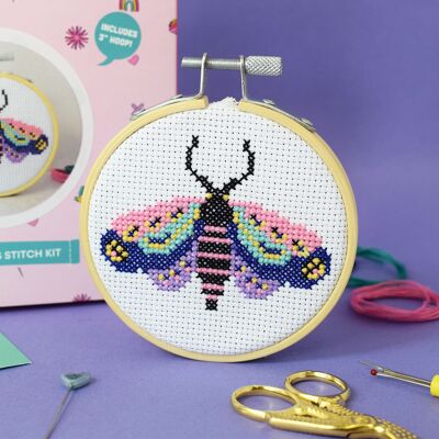 Moth Mini 3 inch Cross Stitch Kit