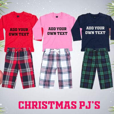 Christmas PJ's Your Own Text... Baby Sizes