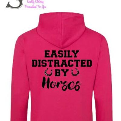 Easily Distracted By Horses.... Slogan Hoodie