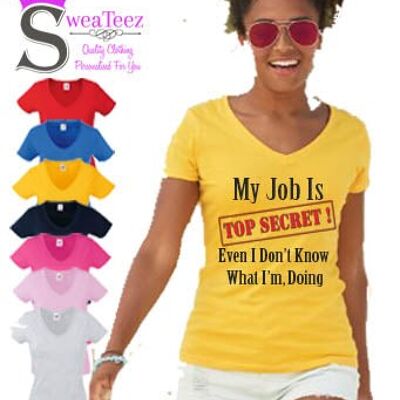 Top Secret Job... slogan t shirt YELLOW