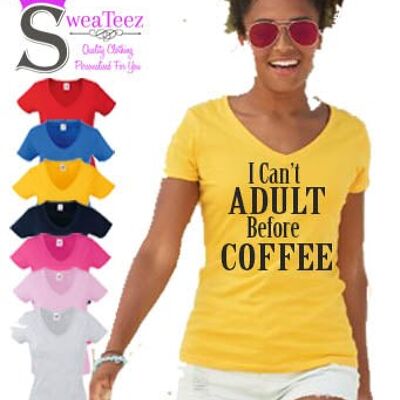 adult before coffee slogan t shirt YELLOW