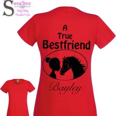 A True Best Friend... Lady Fit Round Neck T shirt Black