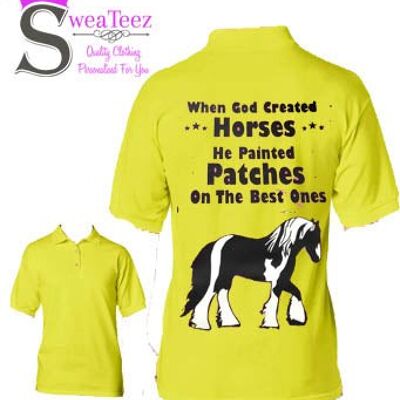 When god created horses ....Adults Polo Shirt Black
