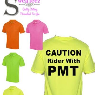 Caution Rider with PMT Adults Polo Shirt pink