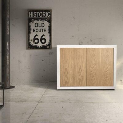 PANAREA Sideboard in Weiß und Naturholz 110x45 cm H 85 cm