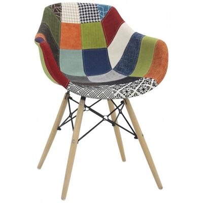 Fauteuil SOHO avec accoudoirs en polypropylène rembourré et recouvert de tissu