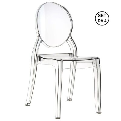 SET OF 4 BRERA CHAIRS IN TRANSPARENT POLYCARBONATE