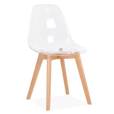 Conjunto de 4 sillas WYNWOOD con asiento de policarbonato transparente