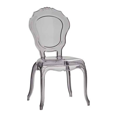 QUEEN'S Stuhl aus transparentem, geräuchertem Polypropylen, stapelbar ohne Armlehnen
