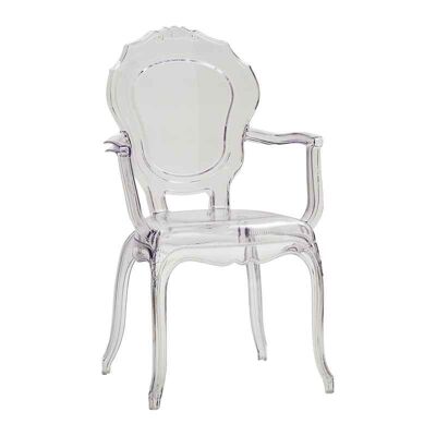 QUEEN'S chair in transparent polypropylene stackable with armrests