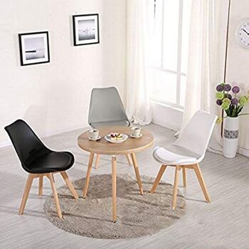 Lot de 2 chaises WYNWOOD en polypropylène avec assise rembourrée et pieds en bois de hêtre 5