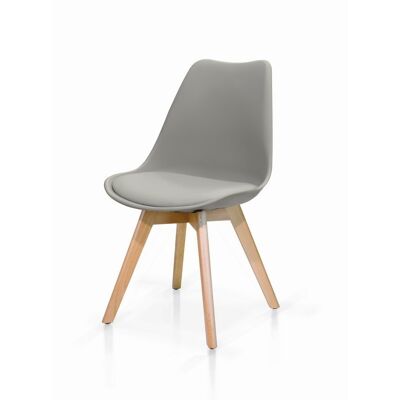 Set of 4 WYNWOOD chairs in polypropylene with upholstered seat and legs in beech wood