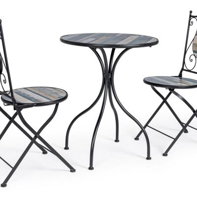 HUSTON table and 2 folding chairs set