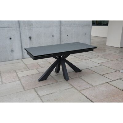 MANHATTAN black stone effect glass ceramic extending table 160x90 cm - 240x90 cm