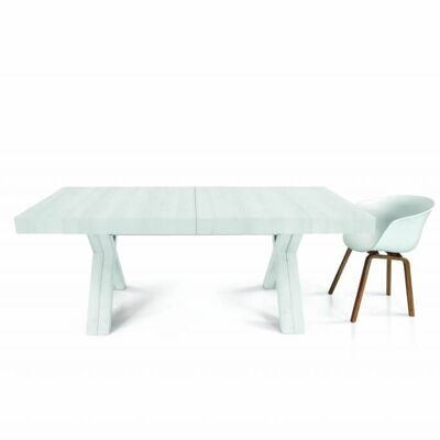 Table GALLIPOLI en bois mélaminé usé extensible 160x90 cm - 410x90 cm (Pieds X)
