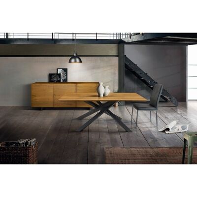 PARIOLI solid knotted oak table th. 4 250x100 cm (Grain)