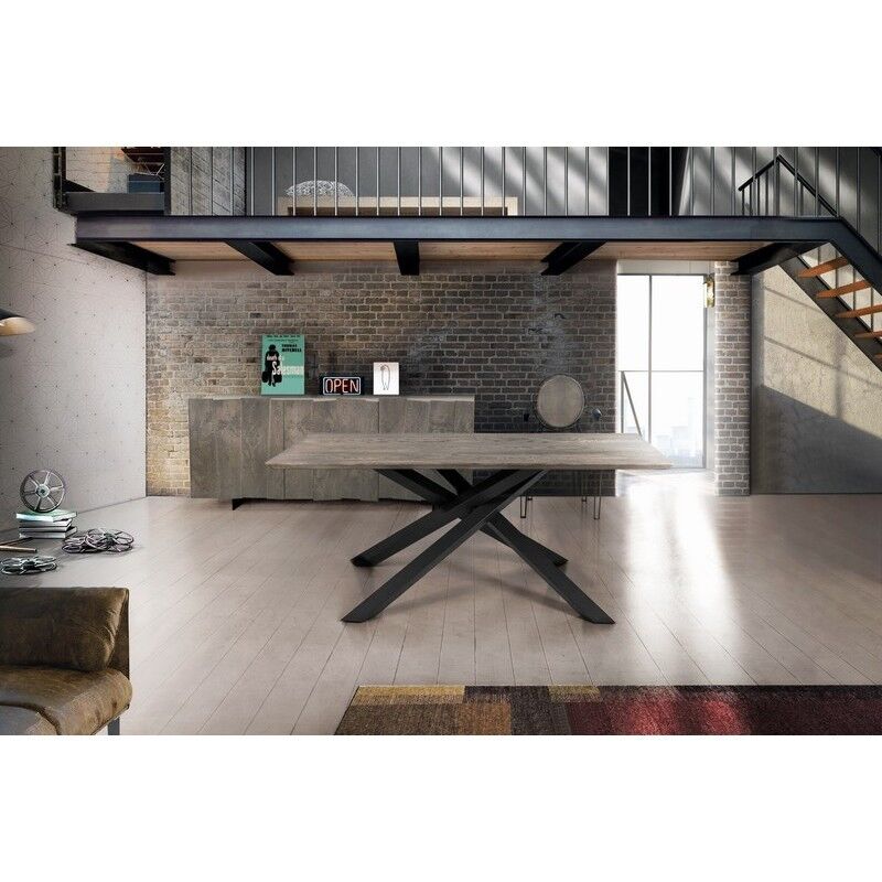 PARIOLI Tisch aus massiver Asteiche St. 6 250x100 cm (Beton)