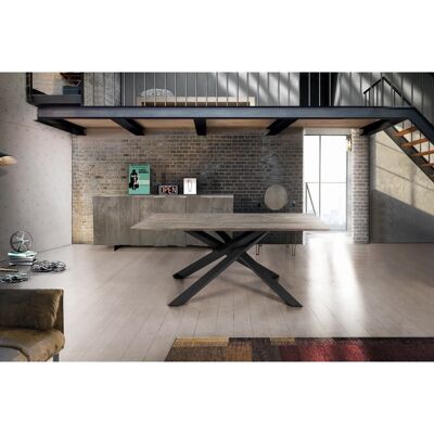 PARIOLI solid knotted oak table th. 6 250x100 cm (Beton)
