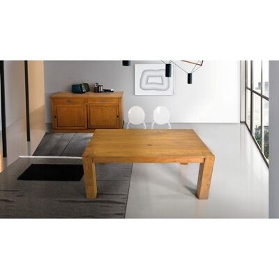 Table lattée NAVIGLI en chêne noué extensible 140x90 cm - 220x90 cm