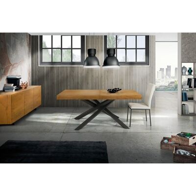 Table ARGENTARIO en placage chêne noué extensible 160x90 cm - 260x90 cm (Grain)