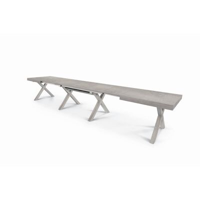 Table GALLIPOLI en bois mélaminé beton extensible 180x100 cm - 480x100 cm (Pieds X)