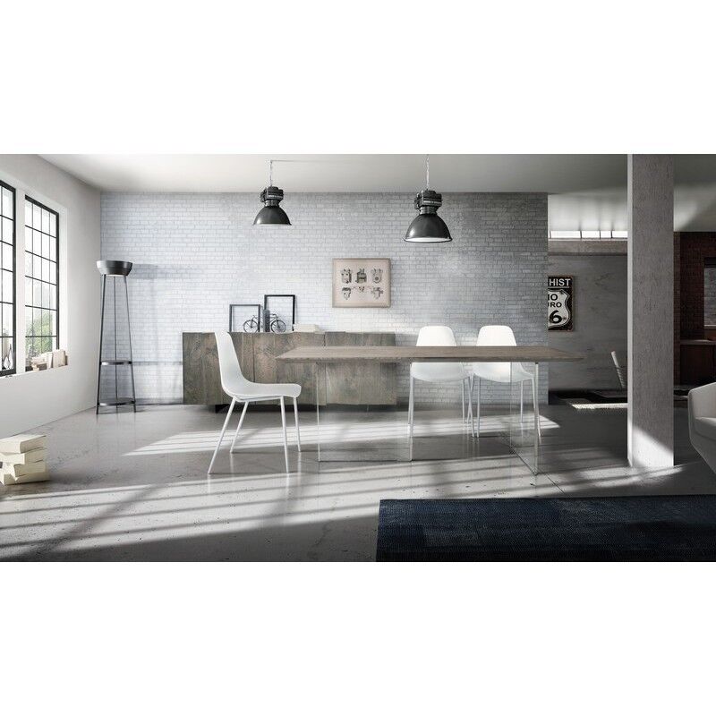 PARIOLI Tisch aus massiver Asteiche und Glas. 4 250x100 cm (Beton)