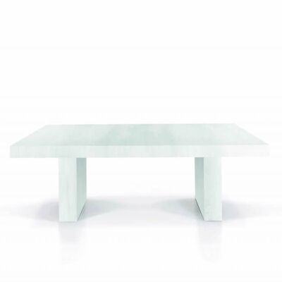 JESOLO table in worn white melamine wood extendable 180x100 cm - 480x100 cm