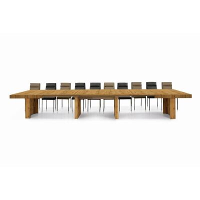 JESOLO table in knotty oak melamine extendable 160x90 cm - 410x90 cm