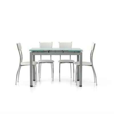 RAPALLO metal table with extendable glass top 110x70cm