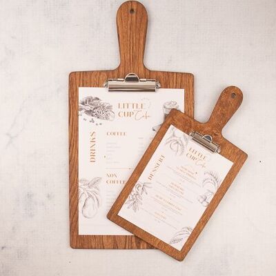 Wooden Paddle Clipboard Menu Holders