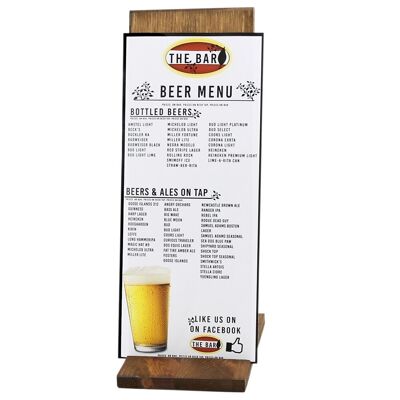 Porte-menu incliné en bois