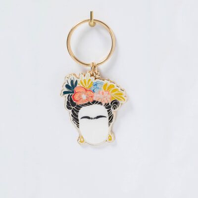 Frida gold metal keychain