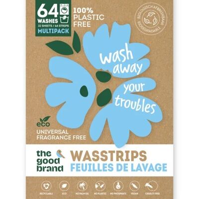 Wash strips Fragrance free 64 washes