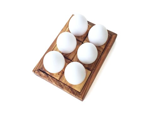Eierhalter Station zum Aufbewahren und Servieren von 6 Eier aus Olivenholz