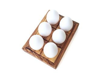 Station porte-œufs pour conserver et servir 6 œufs en bois d'olivier 1