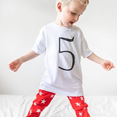 White Birthday Number 5 Top - 4-5 Y - Long sleeve