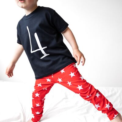 Black Birthday Number 4 top - 4-5 Y - Short sleeve