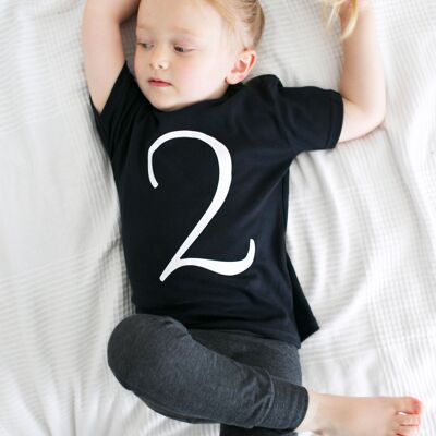 Black Birthday number 2 Top - 3-4 Y - Short sleeve