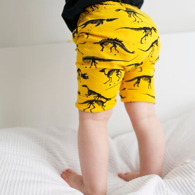 Bright Yellow Dino Shorts 1-9 Years