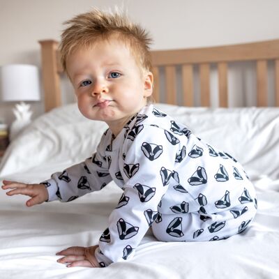 White Badger cotton sleepsuit - 0-3 M