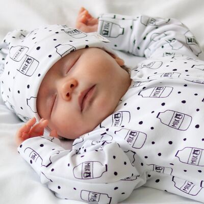 Milk Bottle cotton sleepsuit - 3-6 M