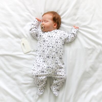 Milk Bottle cotton sleepsuit - 6-12 M