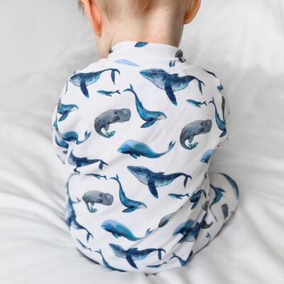Whale print cotton sleepsuit - 0-3 M