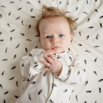 Feather print cotton sleepsuit - 0-3 M