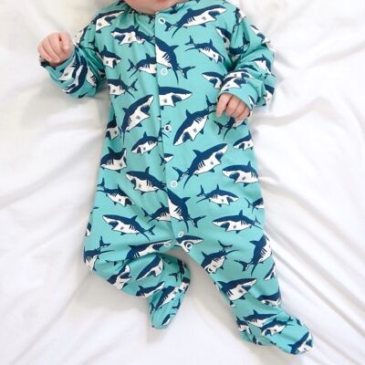 Shark print cotton sleepsuit - Newborn