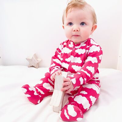 Pink cloud cotton sleepsuit - Newborn
