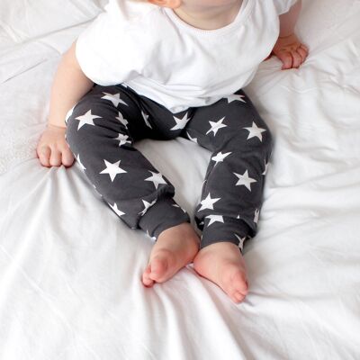 Grey Star Print Child & Baby Leggings 0-6 Years - 3-6 M