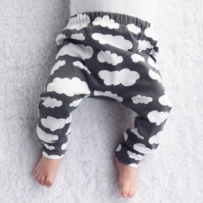 Grey Cloud Print Baby Leggings 0-6 Years - 0-3 M
